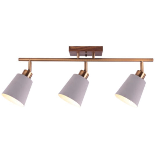 Harmonized Home Mara 3-Light 25.5-in Gold and Faux Wood Dimmable Fixed Track Light Kit-