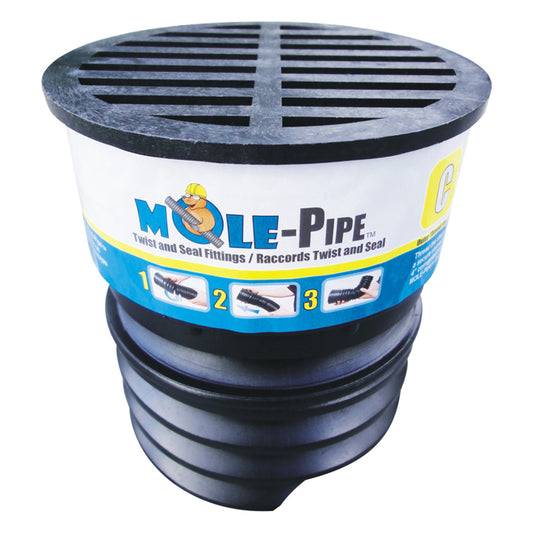 Reln Mole-Pipe Twist and Seal Drain Cap - Polypropylene - Black - 4-in L x 4-in dia - Each