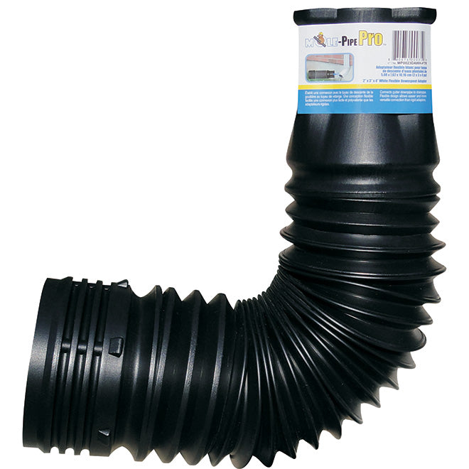 Reln Mole-Pipe Flexible Drain Adapter - Polypropylene - Black - Connects to 2-in dia or 3-in dia - Each