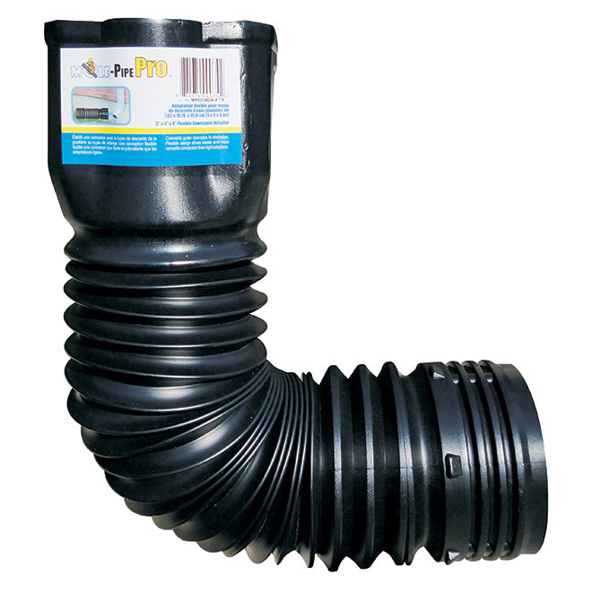 Reln Mole-Pipe Flexible Drain Adapter - Polypropylene - Black - Connects to 3-in dia or 4-in dia - Each