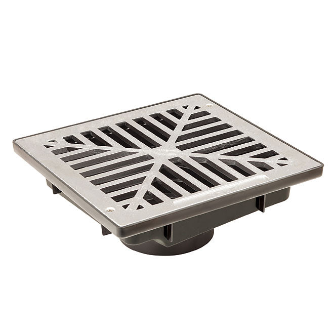 Vortex Catch Basins - RELN - 12-in L x 12-in W - Square Aluminum Grate - Moulded Plastic - Each