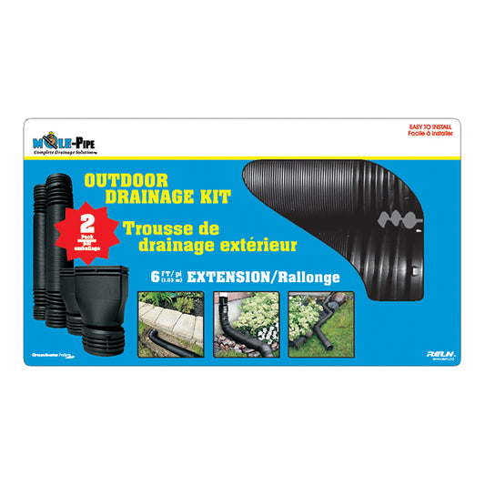 Reln Mole-Pipe Downspout Extension Kit - Black - 4-in dia x 6-ft L - Each