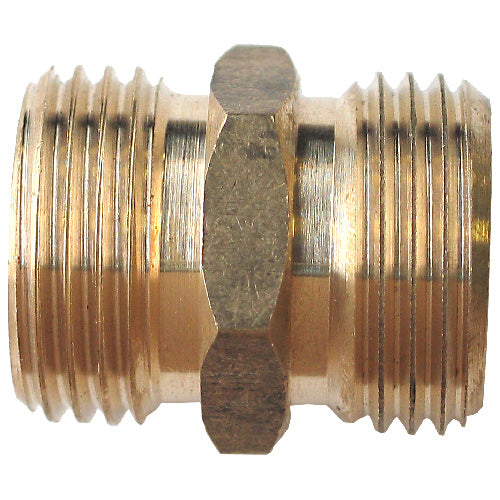 Hose Connector - Brass - 3/4" x 3/4" - Male x Male - Each