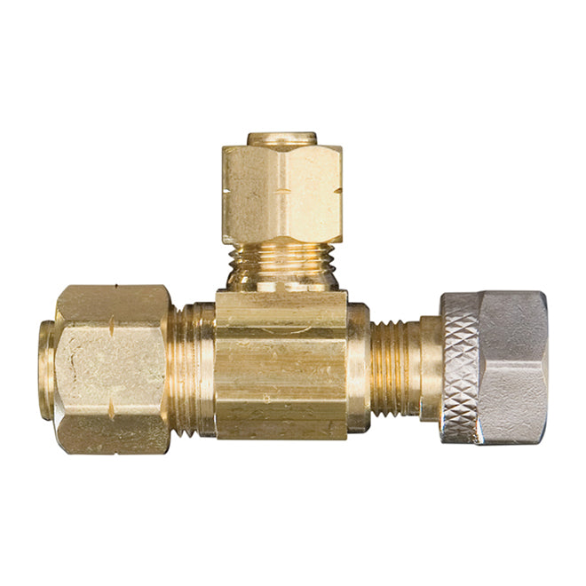 Supply Valve T-Fitting - Brass - 3/8" x 3/8" x 1/4" - Each