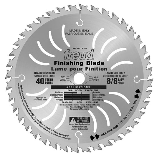 Freud Wood Circular Thin Saw Blade - Carbide - 8 1/4-in Dia - 40 Tooth - Each