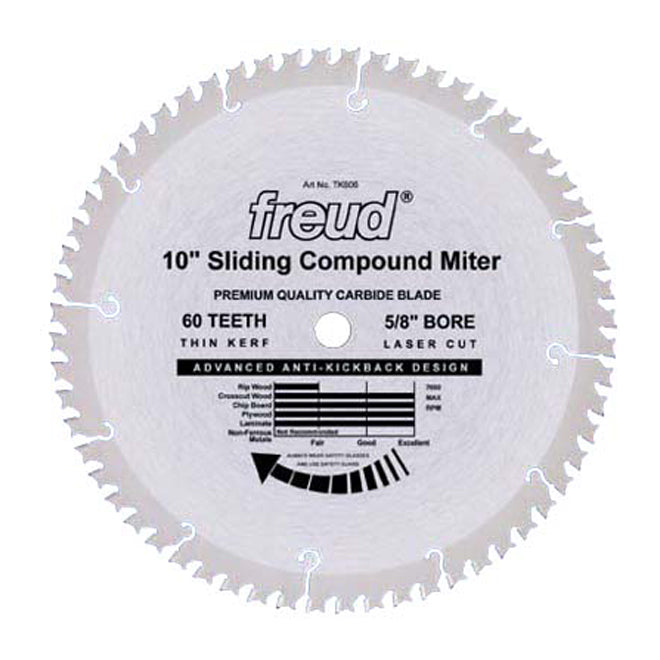 Freud Sliding Compound Mitre Saw Blade - Carbide - 10-in Dia - 60 Tooth - Each