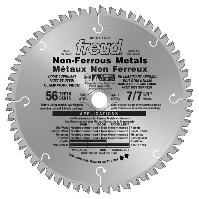 Freud Non-Ferrous Metal Circular Saw Blade - 7 1/4-in Dia - 56T - TiCo-Carbide Teeth - Each