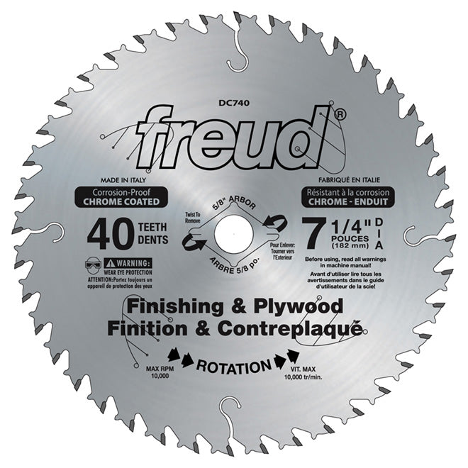 Freud Circular Saw Blade - 40 Teeth - Plywood - 7 1/4-in dia - Each