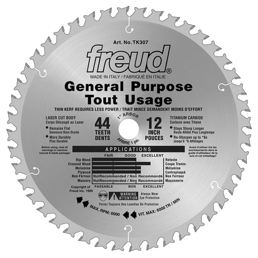 Freud Saw Blade - 12-in dia - Plywood - General Purpose - Each