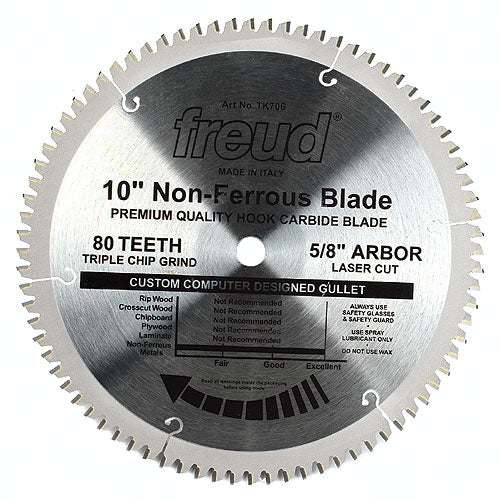 Freud Circular Saw Blade - Non-Ferrous Metal - 10-in Dia - 80 Tooth - Each