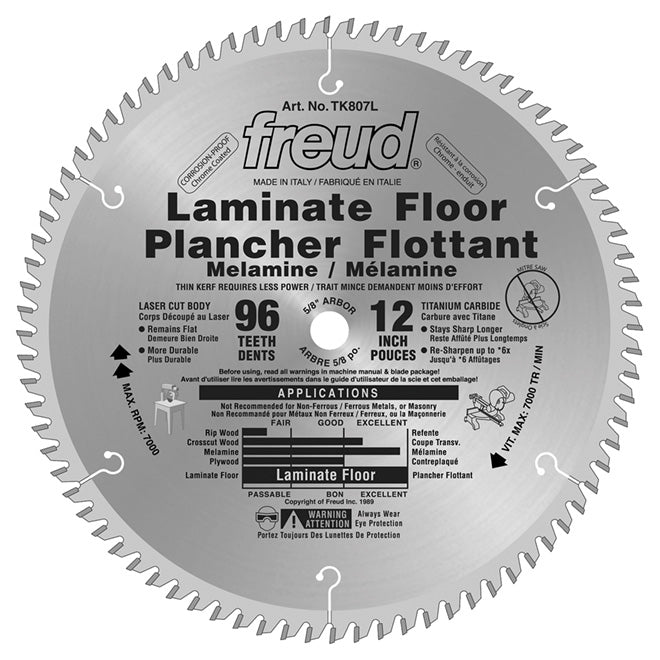 Freud Laminate Floor Circular Saw Blade - 12-in Dia - 5/8-in Arbour - 96 Teeth - Carbide-Tipped - Each