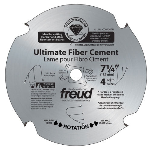 Freud Fiber Cement Saw Blade - 5/8-in Arbor dia - Steel - Single Direction - Bi-Metal - Each