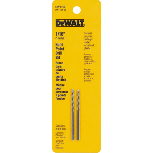 DEWALT 1/16-in Black Oxide Coated Steel Split Point Drill Bits - 2/Pack - Each