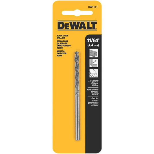 DEWALT 11/64-in Black Oxide Coated Steel Twist Drill Bit, 1 Count - Each