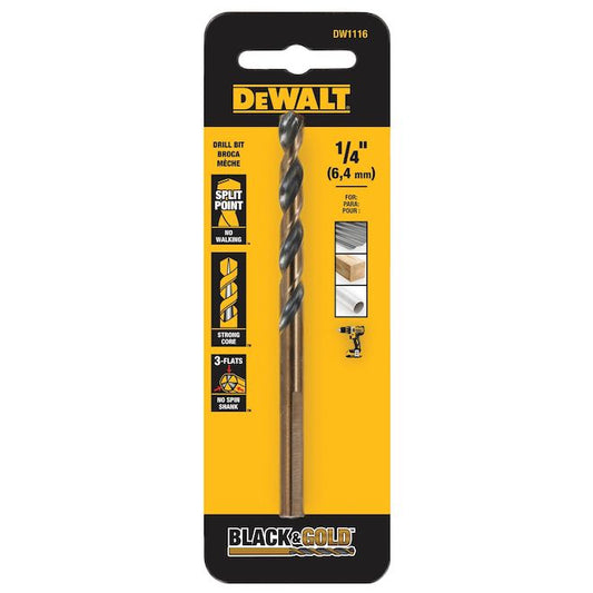 DEWALT 1/4-in Black Oxide Coated Steel Twist Drill Bit - 1 count - Each