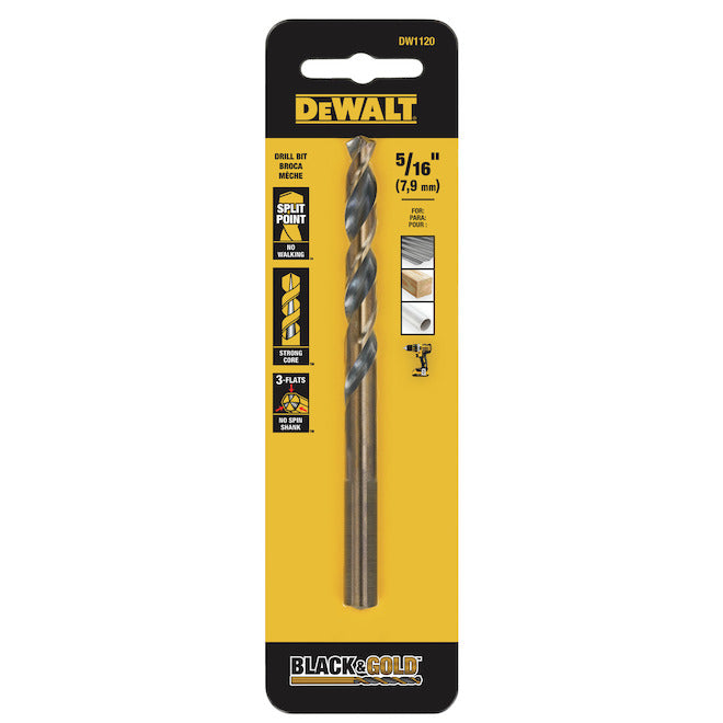 DEWALT 5/16-in Black Oxide Coated Steel Drill Bit - 1 count - Each