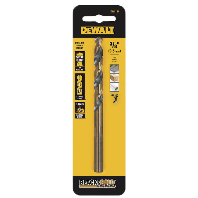 DEWALT 3/8-in Black Oxide Coated Steel Split-Point Drill Bit - Individual - Each