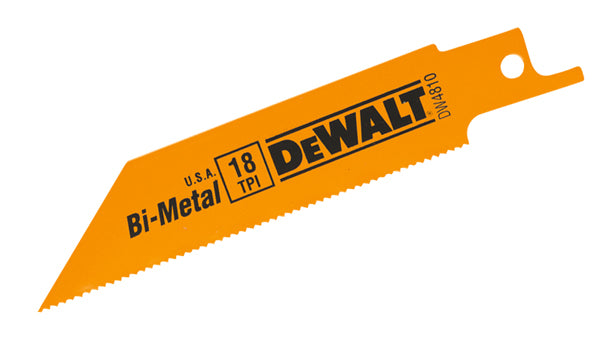 DeWALT Reciprocating Saw Blades - Bi-Metal - 4-in L - 18 TPI - Straight Back - 5 Per Pack - Each