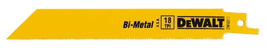 DeWALT Reciprocating Saw Blades - Bi-Metal - 6-in L - 18 TPI - Straight Back - 5 Per Pack - Each