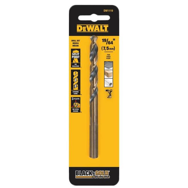 DEWALT 19/64-in Black Oxide Split-Point Drill Bit - Each