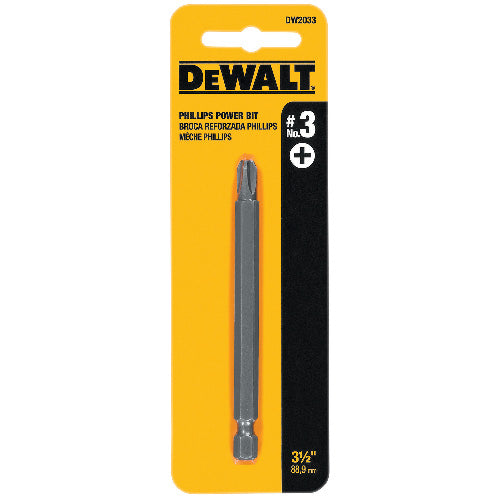 DeWalt Phillips Screwdriver Power Bit Tip - #3 x 3 1/2-in L - Hex Shank - Heat-Treated Steel - Each