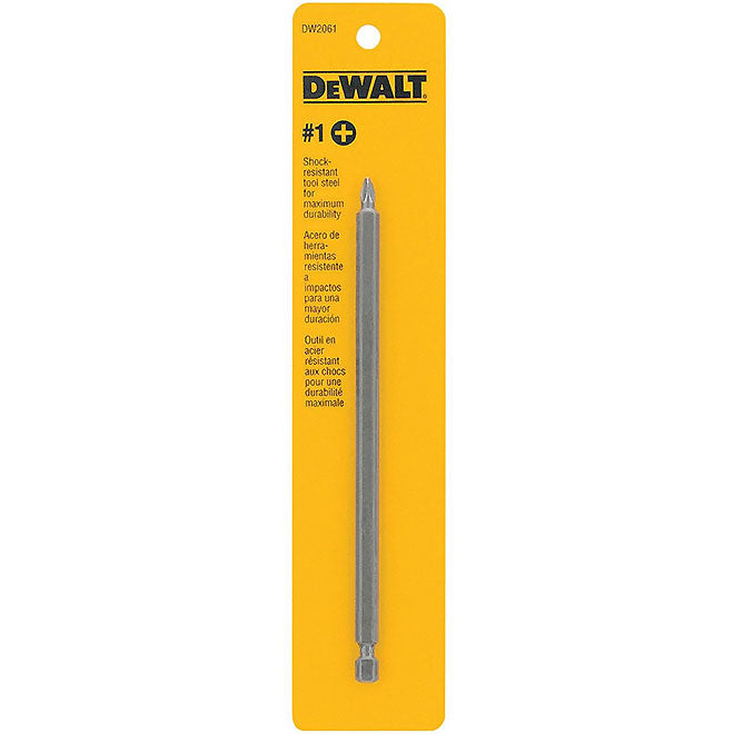 DeWalt Phillips Screwdriver Power Bit Tip - #1 x 6-in L - Hex Shank - Heat-Treated Steel - Each