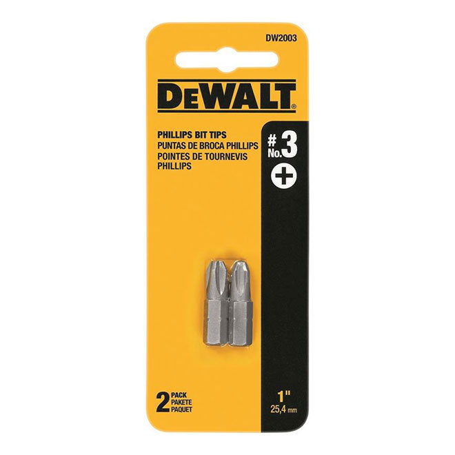 DeWalt Screwdriver Bits - Phillips - #3 1-in - Hex Shank -2 Per Pack - Pack