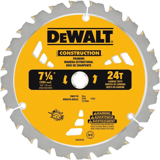 DEWALT Construction 7-1/4-in 24-Tooth Dry Segmented Carbide Tooth Circular Saw Blade - Each