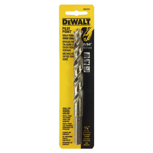 DeWalt Gold Drill Bit - 31/64-in Dia - Pilot Point - Round Shank - Each