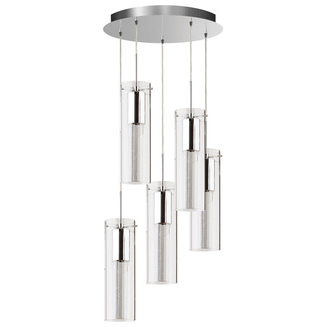 VOLTZ Bubble Flow 5-Light Pendant - Chrome/Crystal-