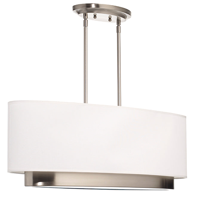 Pendant - Fabric Shade - Glass Diffuser - Brushed Nickel-