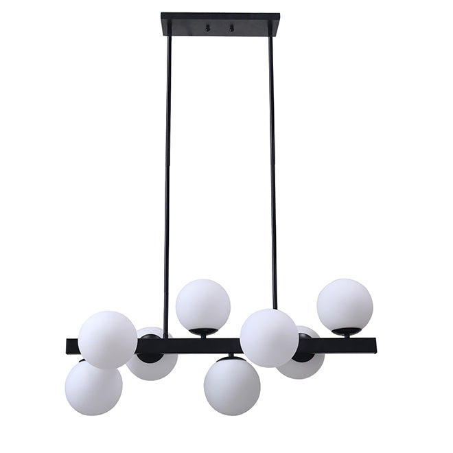 Pendant Light 8 Lights Glass Matte Black 32-in x 14.5-in-