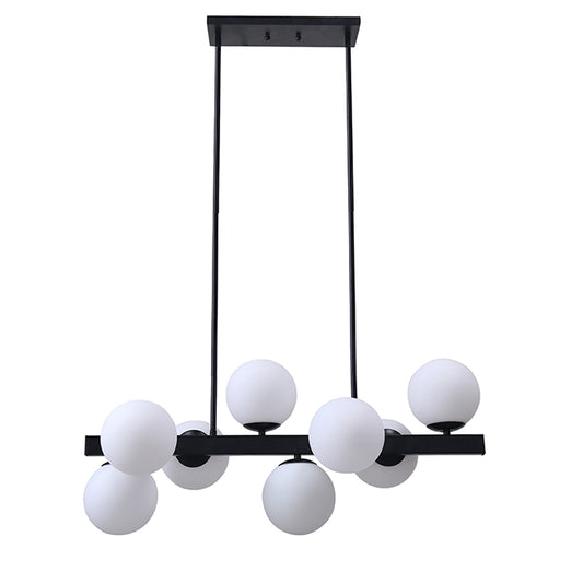 Pendant Light 8 Lights Glass Matte Black 32-in x 14.5-in-