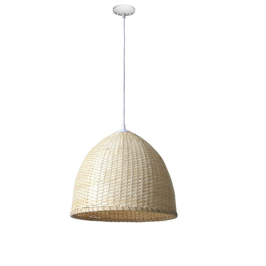 Dome Pendant - 1 Light - Metal/Bamboo-