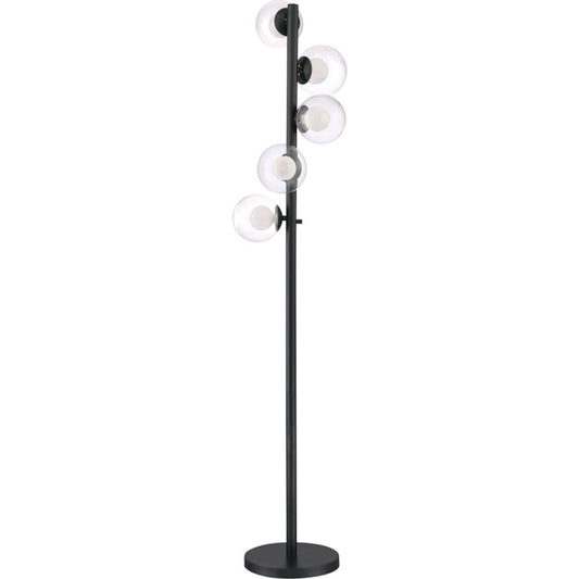 Project Source 5-Light Floor Lamp - 72.5-in x 15-in - Metal/Glass - Black-