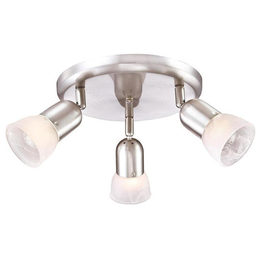 Project Source 3-Light Ceiling Light - Metal and Alabaster Glass - Satin Nickel-