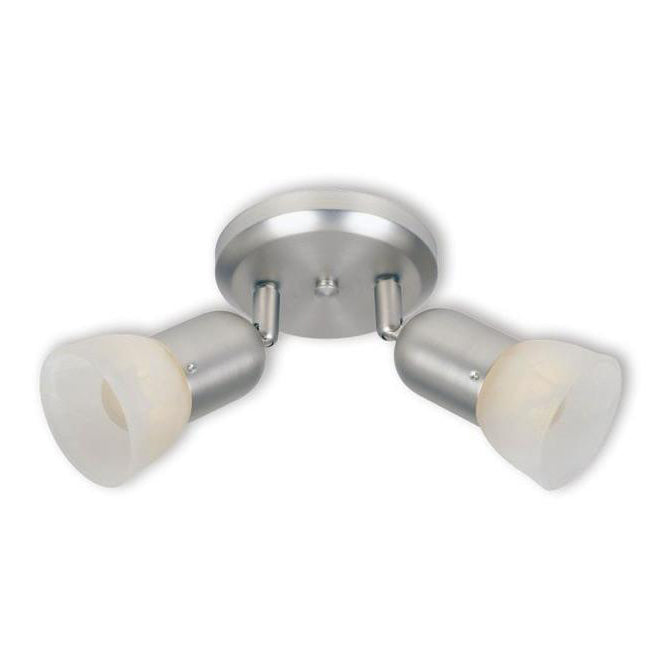 Project Source 2-Light Ceiling Light - Metal and Alabaster Glass - Satin Nickel-