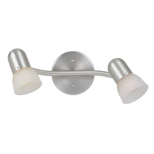 Project Source 2-Light Track Fixture with Alabaster Glass Shades - Satin Nickel-