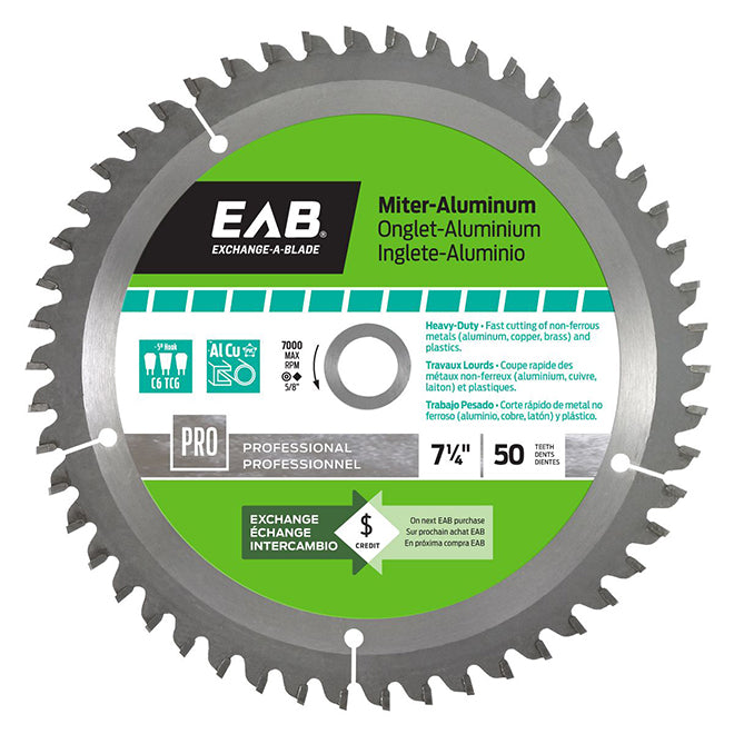 EAB Mitre Aluminum Circular Saw Blade - 7 1/4-in Dia - 50 Tooth - 5° Negative Angle Hook - Each