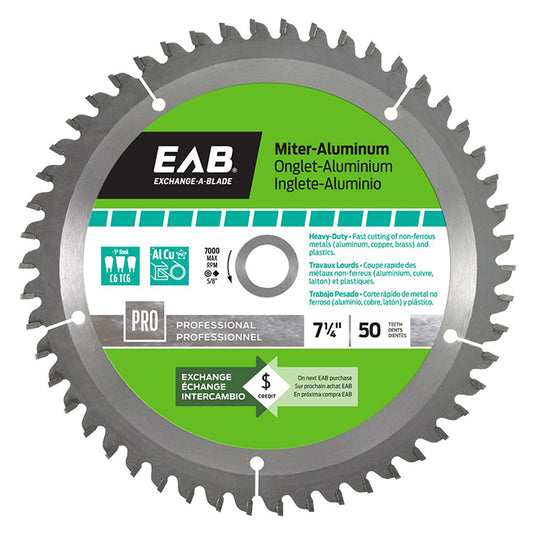 EAB Mitre Aluminum Circular Saw Blade - 7 1/4-in Dia - 50 Tooth - 5° Negative Angle Hook - Each