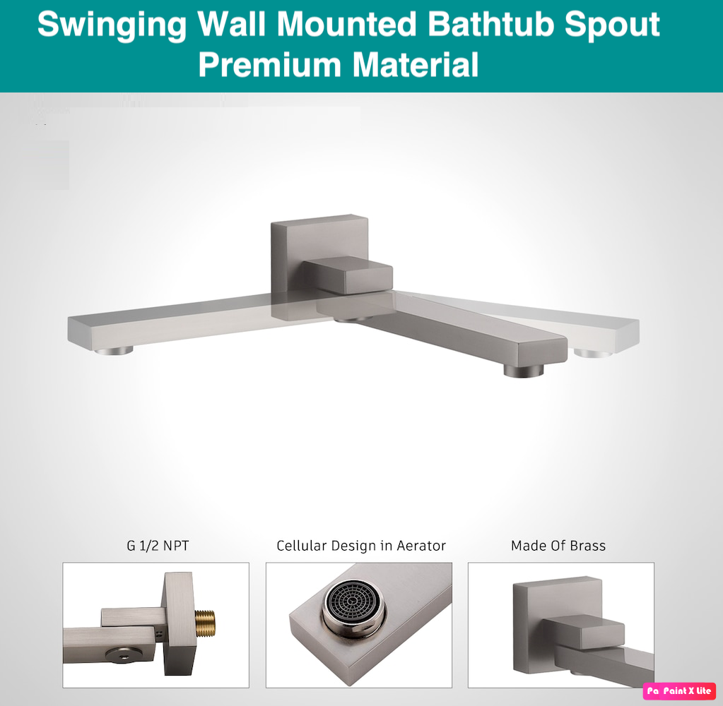 Ceiling Tub Shower System Set Three Functions With Pressure-Balance Valve Swirling Spout Brushed Nickel Finish