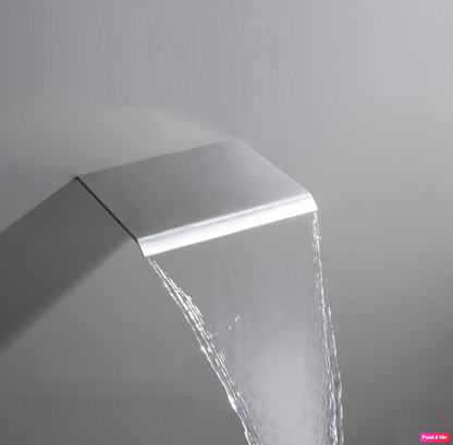 Roman Tub Waterfall Spout Single Handel Wall Mounted With Movable Spryer Handheld Brushed Nickel Finish