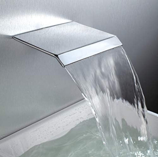 Roman Tub Waterfall Spout Single Handle Wall Mounted With Movable Sprayer Handheld Chrome Finish