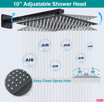 Bathtub-Shower System Two Function Swirling Spout With Pressure-Balance Valve Matte Black Finish Square Design