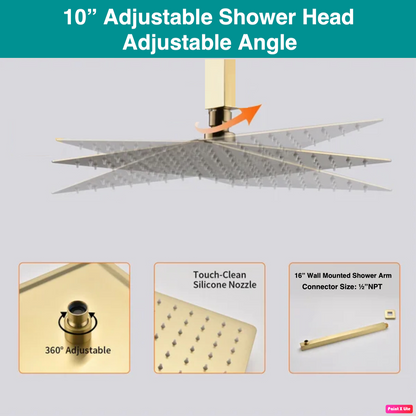 Ceiling Shower System Two Functions Hand-Held Slide Bar With Pressure Balance Valve Brushed Gold