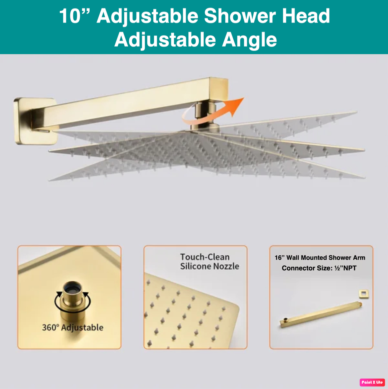 Bathtub-Shower System Two Function Swirling Spout With Pressure-Balance Valve Brushed Gold Finish Square Design