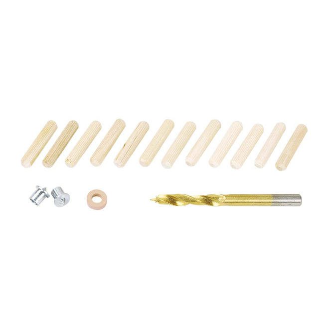 Wolfcraft Wood Doweling Kit - 5/16-in - 12 Dowel Pins - Rubber Depth Stop - 2 Metal Centers - Drill Bit - Each