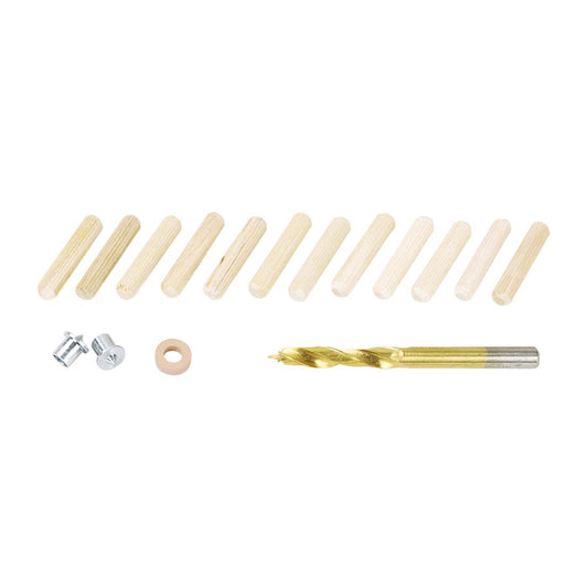 Wolfcraft Wood Doweling Kit - 5/16-in - 12 Dowel Pins - Rubber Depth Stop - 2 Metal Centers - Drill Bit - Each