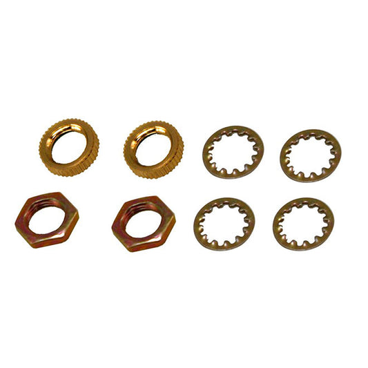 Atron Assorted Locknuts - 2 Hexagonal - 4 Steel Lock Washers - 2 Knurled Brass - 8-Pack-