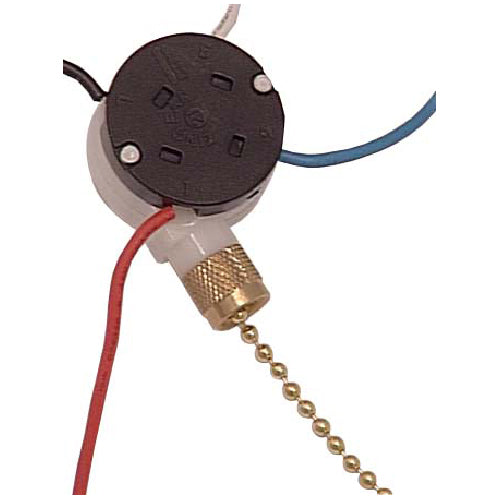 Atron 3-Speed Ceiling Fan Switch with Pull Chain - Plastic and Metal - Multi-Color - 4-Wires - 1 Per Pack-